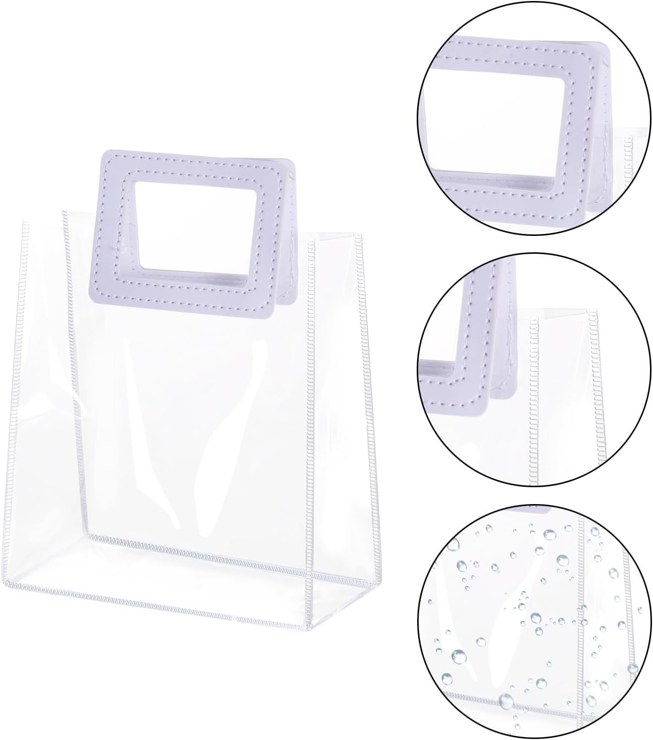 Yolyoo 15 Pack Clear Gift Bags with White Handles Transparent PVC Gift Wrap Bags Plastic Tote Bags Reusable Shopping Bags for Bridal Party,Wedding,Baby Shower,Birthday Party 7 x 8 x 4 Inch (7 x 8 x 4 - Image 3