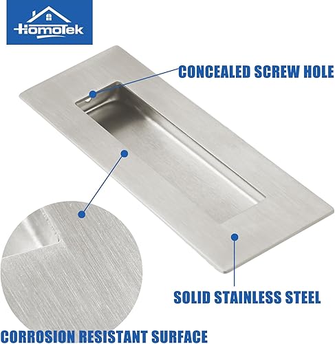 Miniatura 2 de HOMOTEK Paquete de 2 manijas de puerta corrediza de armario de 6 pulgadas, manijas grandes rectangulares empotradas, manijas de puerta de