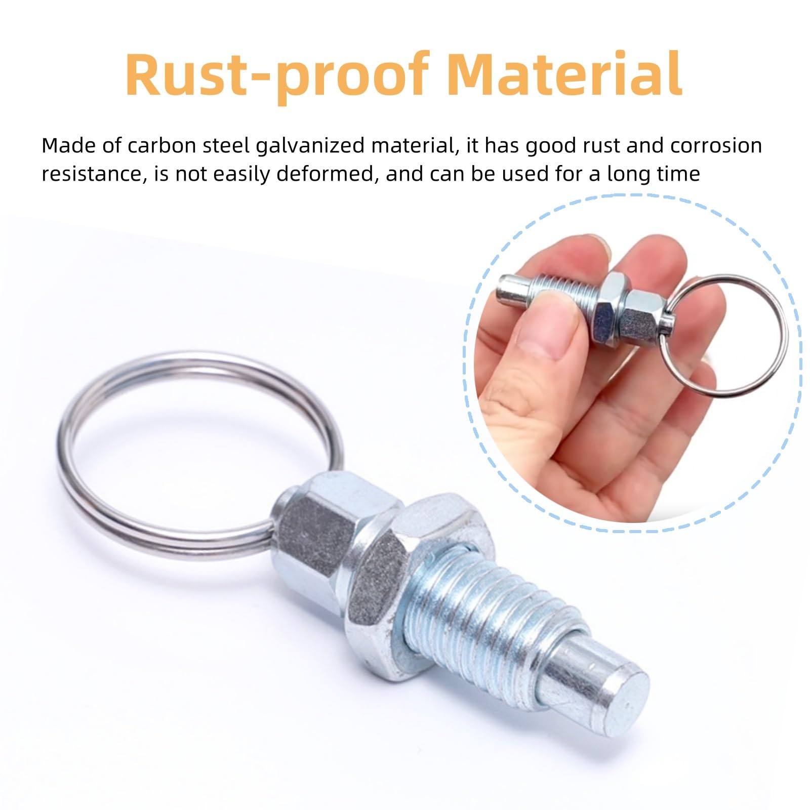 4pcs Carbon Steel Pull Ring Indexing Plunger, Retractable Spring Manual Plunger Quick Release Pin Spring-Loaded Plunger Pulls Ring Spring Plunger Replacement Spring Plunger Mechanic Accessories (M10)