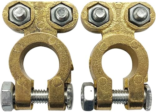 Miniatura 2 de Terminales de batería de poste superior de latón de 12-24V, conectores de abrazadera de terminal de batería para automóvil y barco (1 juego)