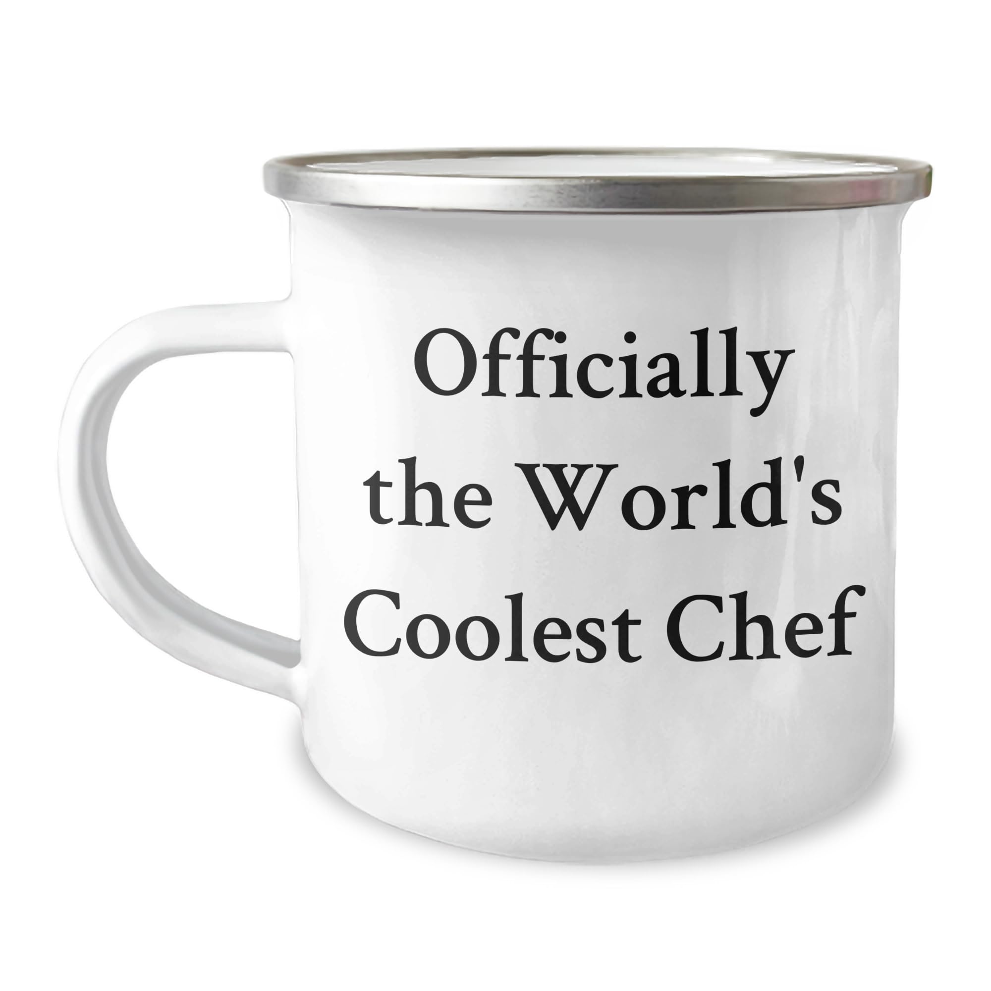 Officially The World's Coolest Chef Gift for Chef Christmas Camping Mug, Funny Quote on 12 oz Stainless Steel Enamel Finish, Perfect for Men Friends Coworkers and Family, Great Unique Gift Ideas