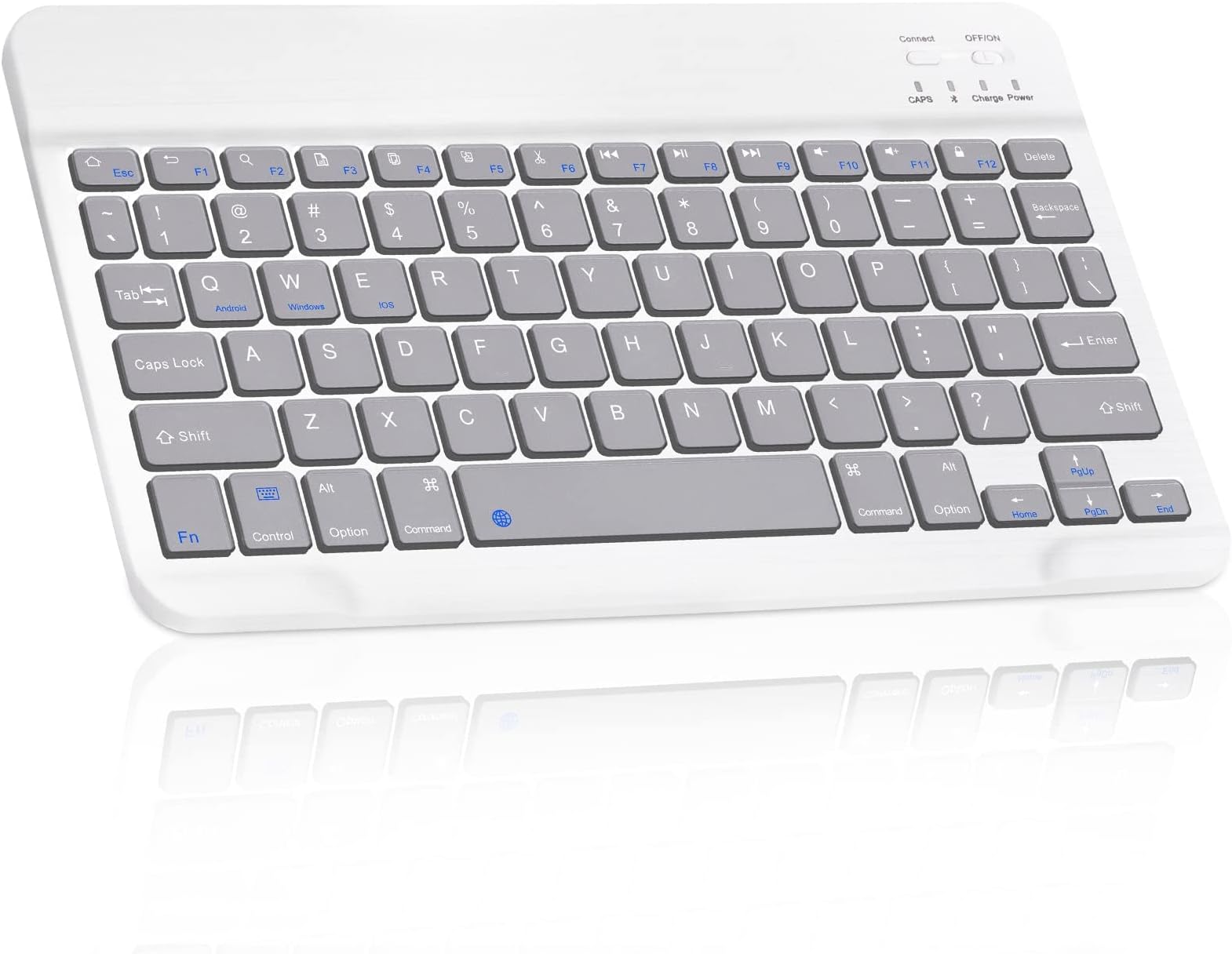 Ultra-Slim Bluetooth Rechargeable Keyboard for vivo iQOO U1x and All Bluetooth Enabled iPads, iPhones, Android Tablets, Smartphones, Windows pc - Stone Grey
