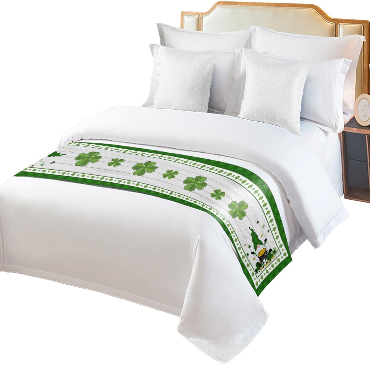 Bed Runner Scarf, Happy Carnival Gnomes Dark Purple Pattern King Bed Bedding Scarves Cover Decorative Bed Scarf for Home Hotel Guesthouse Bedroom Wedding Room Guestrooms 102"x20"