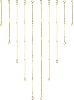10pcs Necklace Extender Chains, 5 Sizes Necklace Extenders with Double Lobster Clasp Alloy Extender Chains Set for Jewelry Necklace Bracelet Anklet (Gold)