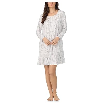 Eileen West Cotton Knit Long Sleeve Short Nightgown Women