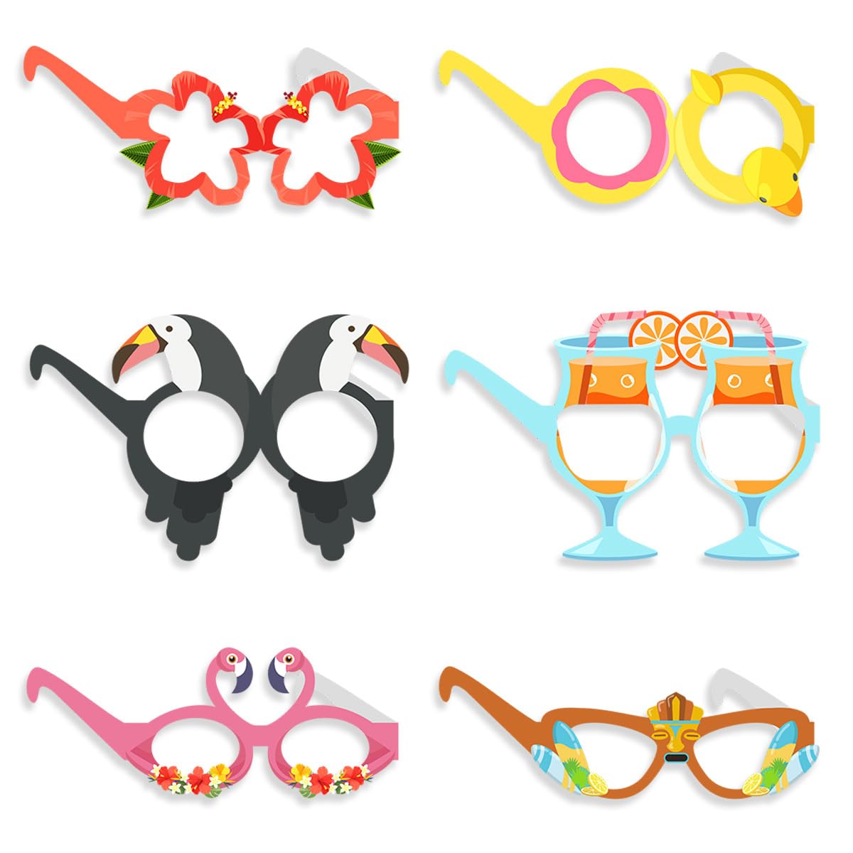 12 Gafas de Fiesta Hawaiana Divertidas, Accesorios Photocall para Fiesta Tropical y Pool Party, Gafas de Sol para Disfraz de Carnaval, Cumpleaños y Verano, Pack de 12 Unidades (6+6)