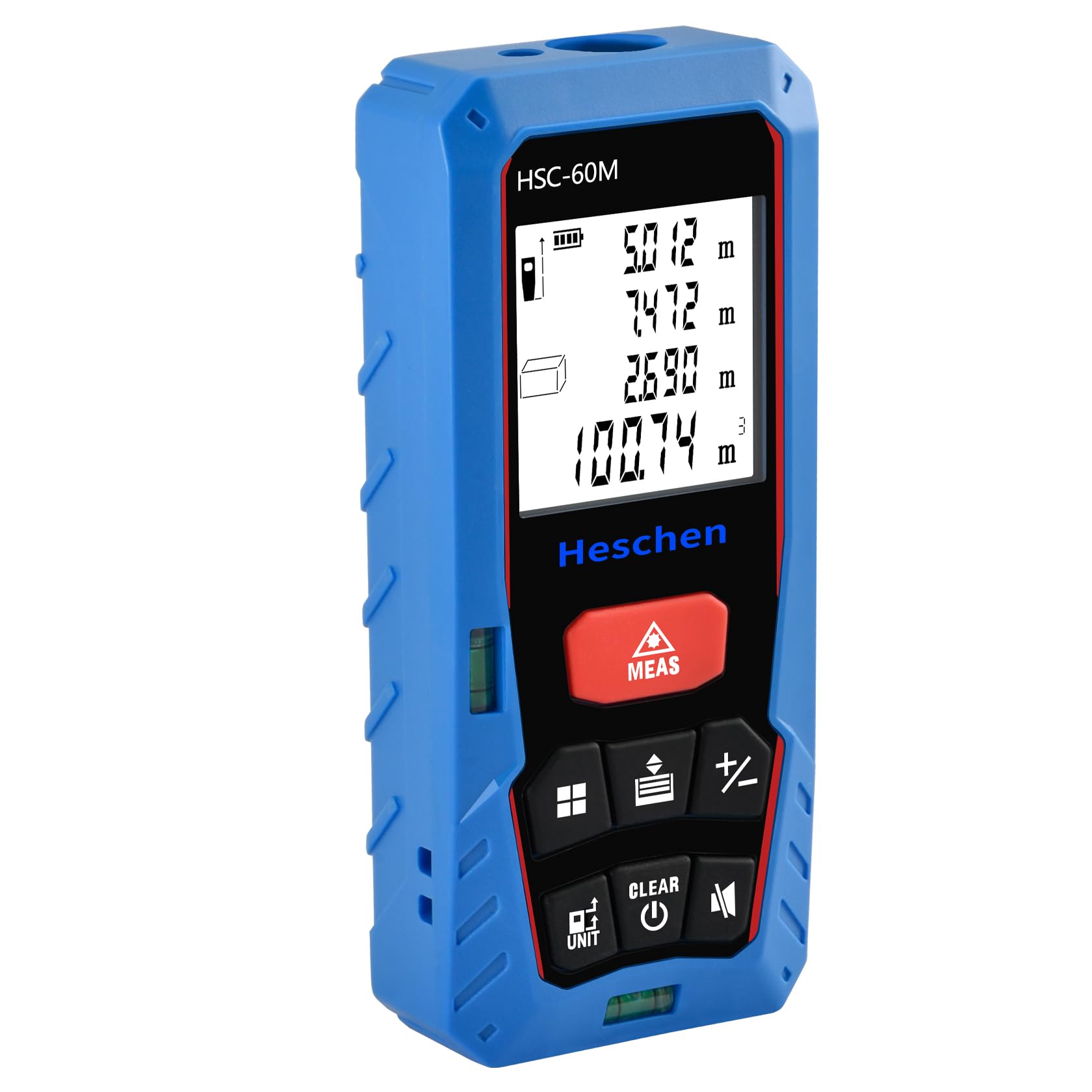Heschen Laser Distance Meter,with 2 Bubble Levels, Portable Laser Rangefinder Digital Distance Meter