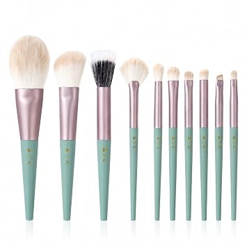10PCS Vegan Makeup Brush Set, Soft Synthetic Face & Eye Brushes
