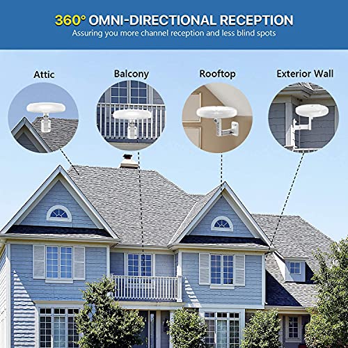 Hdtv Antenna - 1Byone 360° Omni-Directional Reception Amplified Outdoor Tv Antenna Long Range For Indoor,Outdoor,Rv,Attic Support 4K 1080P Uhf Vhf Free Hdtv Channels #TOP2