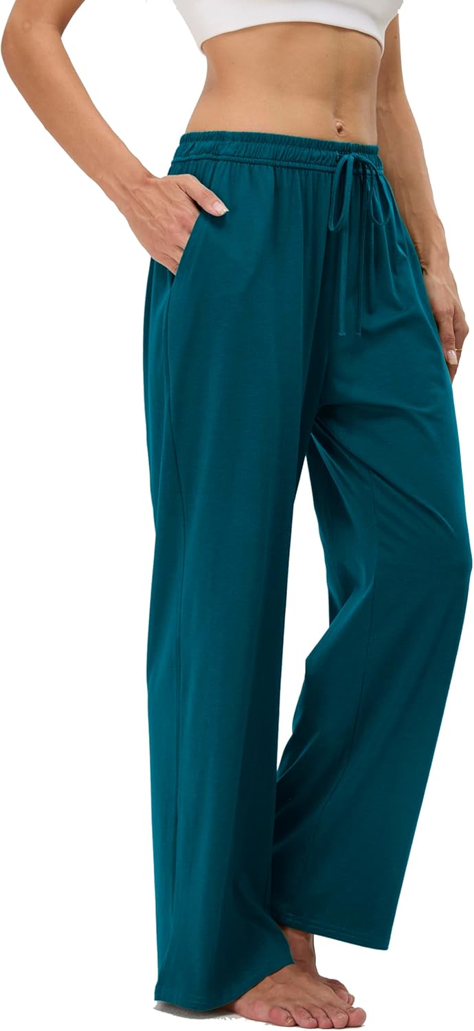 Women's Cotton Pajamas Pants Wide Leg Casual Modal Loose Fit Sleep Soft Comfort Flowy Lounge Pj Bottom with Pockets - Image 2