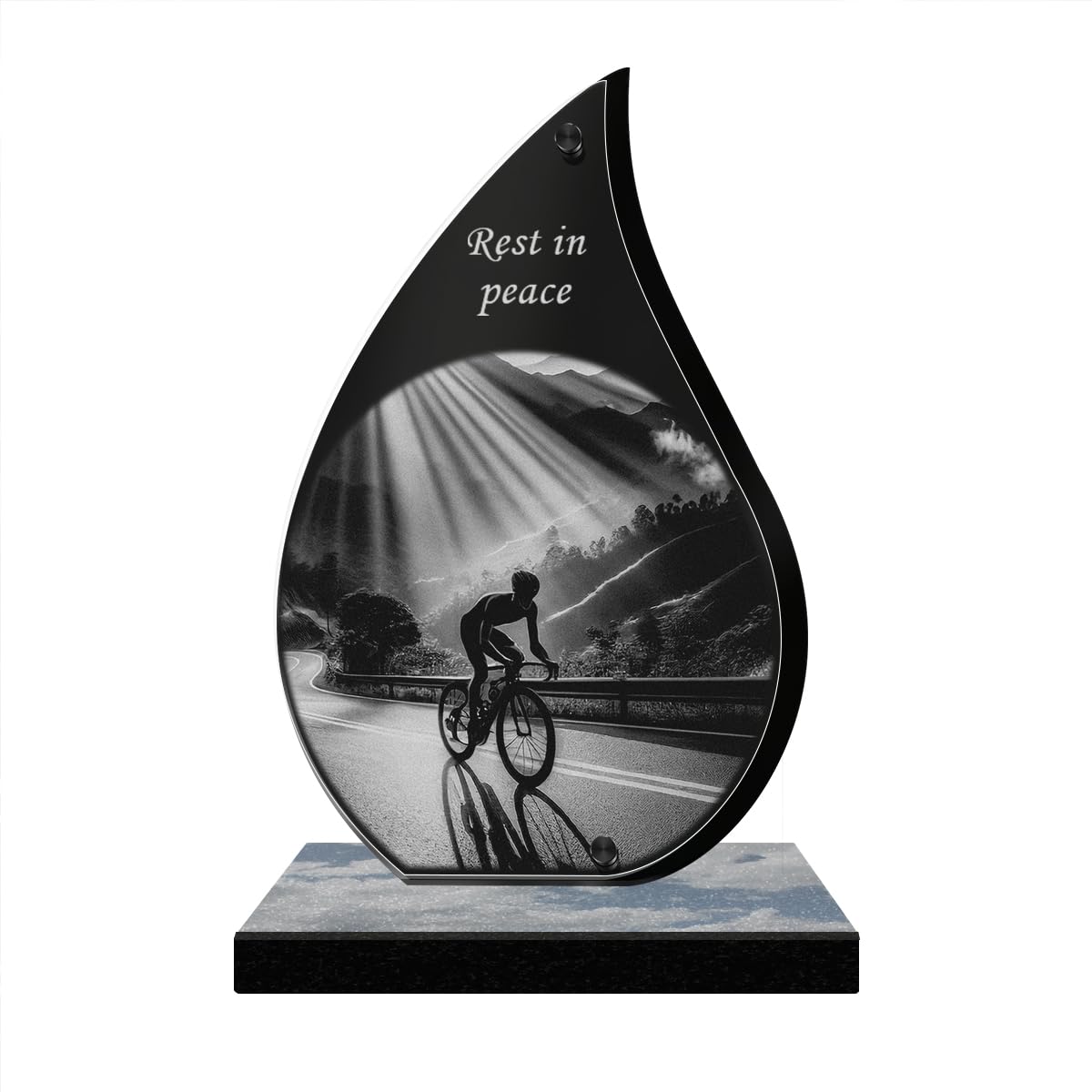 ETERNEL - Personalized Memorial Plaque Glow - Cycling, Cyclist, Bike, Mountain Bike - Customizable text, laser-engraved memorial plaque for tribute, tombstone, cemetery, funeral, burial