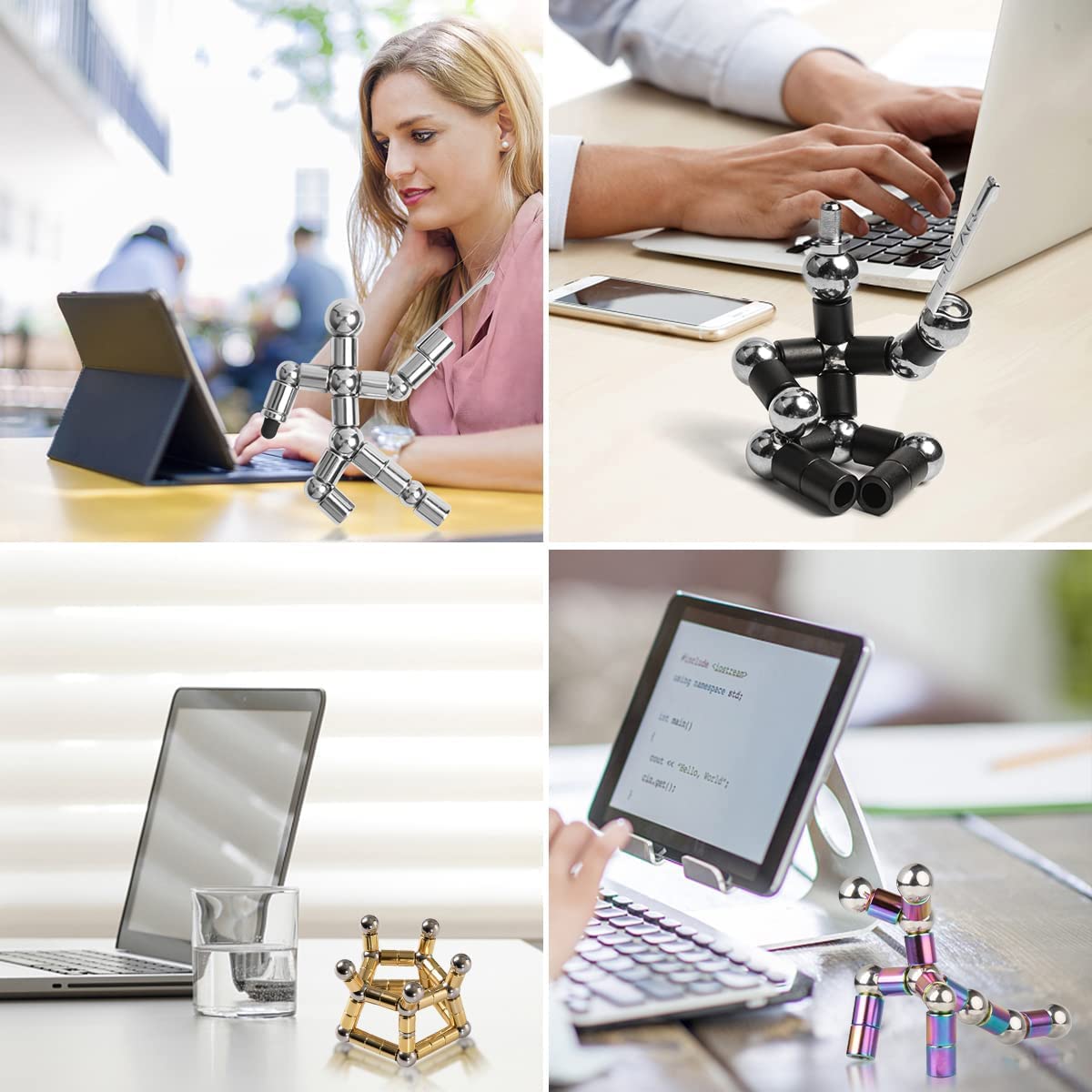 Wielofunkcyjny długopis magnetyczny, zabawka Fidget Pen, biurkowa zabawka antystresowa, która może być przekształcona w różnorodne kreatywne spędzanie wolnego czasu dla dorosłych i dzieci (srebrna)