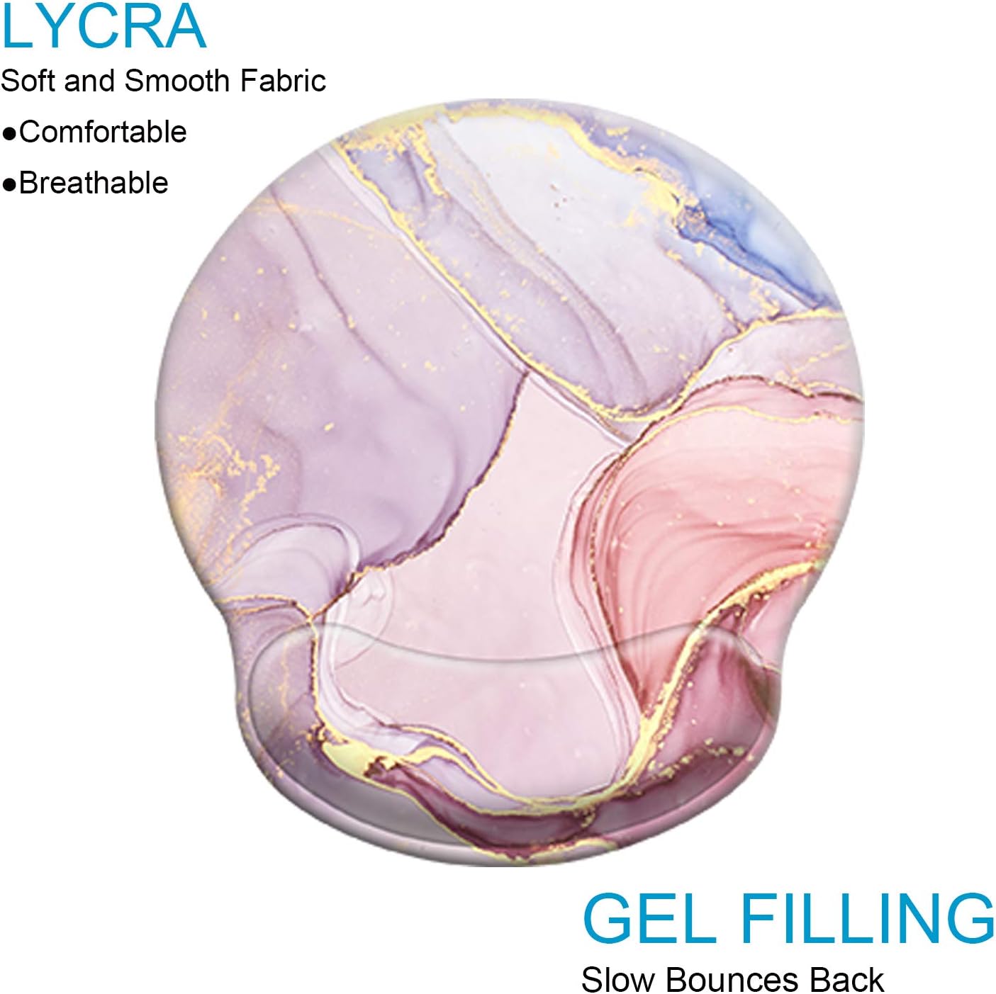 Ergonomic Mouse Pad with Wrist Support Gel [30% Larger], iDonzon Cute Soft Wrist Rest Pad with Non-Slip Rubber Base, Easy Typing & Pain Relief, Glitter Marble