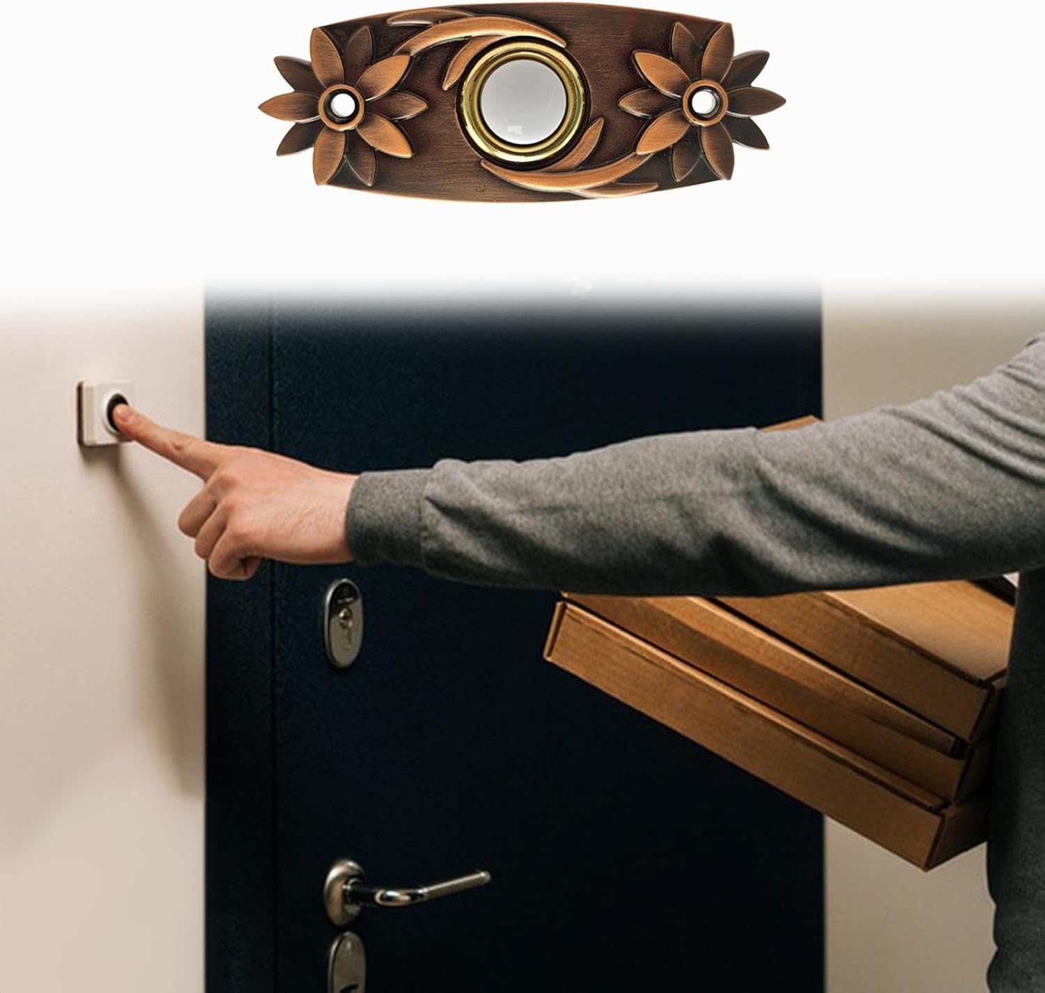 Doorbell Button Decorative Wired Doorbell Push Button for Home Hotel Outside Bronze Home & Garden