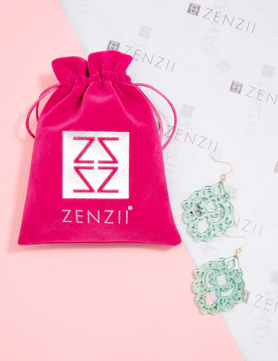 ZENZII Acrylic Resin Colorful Scroll Design Drop and Dangle Earrings for Women - Image 5