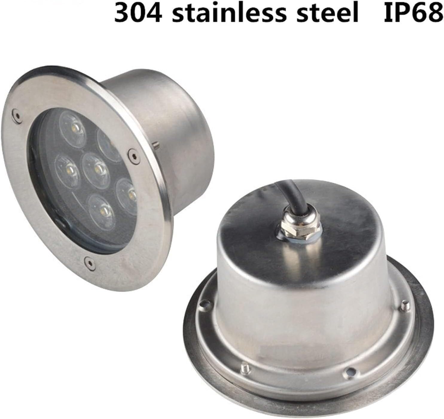 6W LED Underwater Pond Light, Cold White Landscape Spotlight, Ring Fountain Lighting, Waterproof Ground Lights for Garden, 12V Outdoor Lighting System