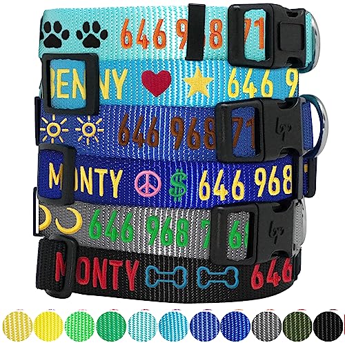 Blueberry Pet Essentials Personalized Dog Collar, Royal Blue, Large, Adjustable Customized Id Collars For Large Dogs Embroidered With Pet Name & Phone Number #TOP1