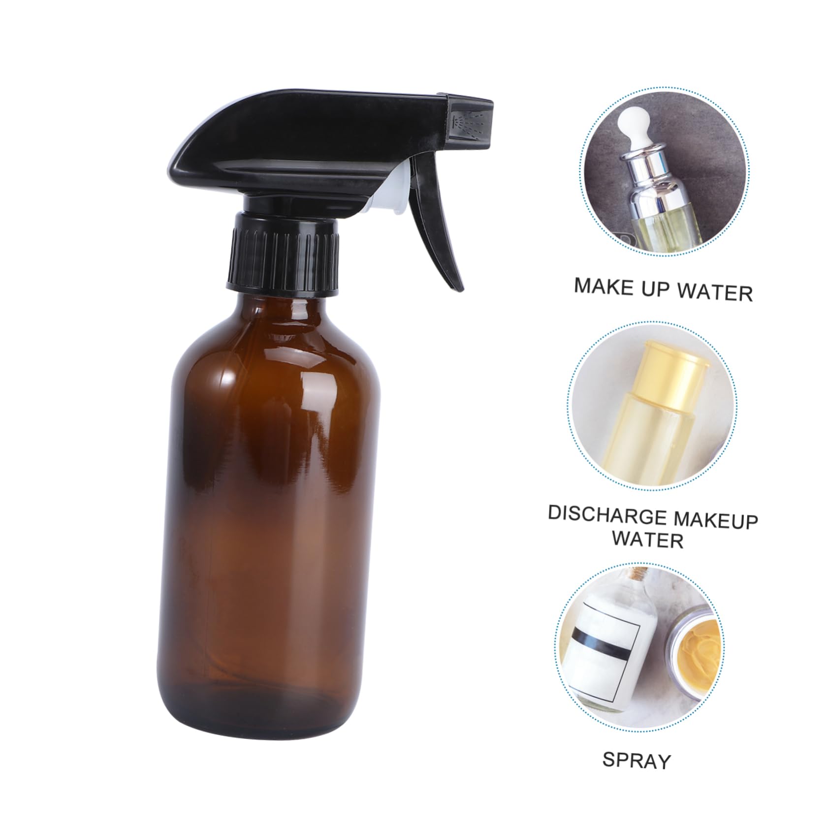 WOONEKY 6 Botellas de Spray Rellenables de Vidrio Marrón, 250ml, para Subenvasado de Líquidos en Salón de Peluquería