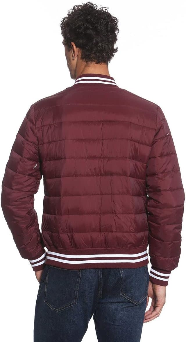 Members Only Men's Down Blend Varsity Puffer Jacket XX-Large Burgundy