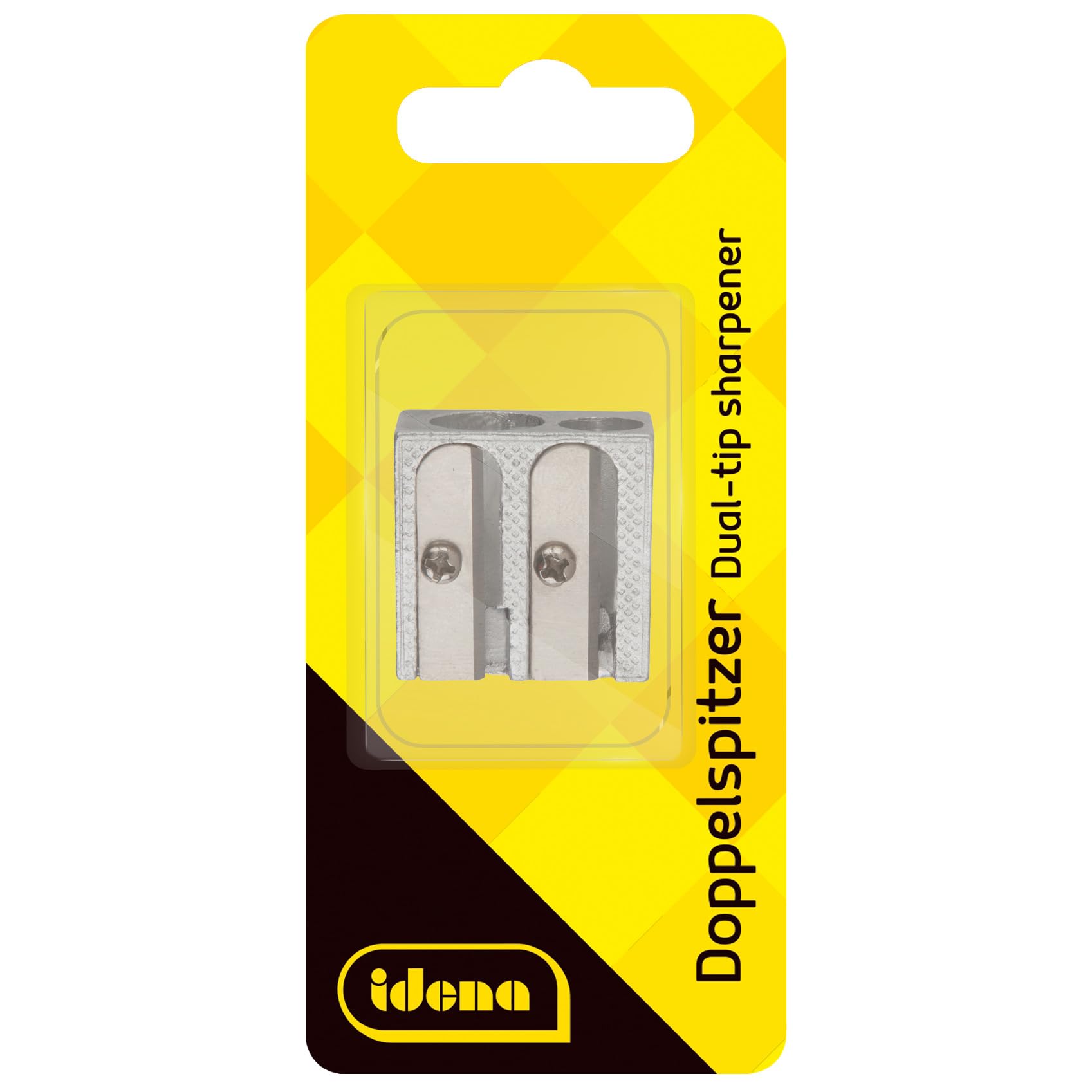 Idena 520051 - Doppelanspitzer aus Metall, Keilform, für dünne und dicke Stifte, 1 Stück