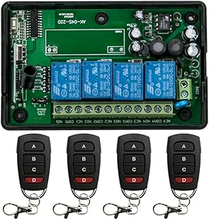 AC85v~250V 110V 220V 230V 4CH RF Wireless Remote Control Relay Switch Security System Garage Doors, Rolling Gate Electric Doors