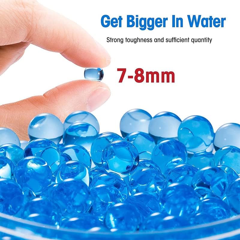 Image of COOLCOLD Gel Blaster Refill Ammo - 20,000 Rounds of 7-8mm Non-Toxic Water Beads for Gel Guns - Safe for Adults 15+ - Transparent Blue Gel Bullets - Pack of 2 - Also Ideal as Home Decor Vase