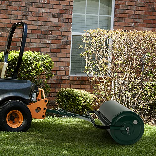 IRONMAX Lawn Roller, 30 Gallons/113 L Manual & Tow-Behind Steel Sod Roller w/Push Pull Handle, Lawn Rollers Tow Behind Water Filled for Yard, Park, Garden, Ball Field (30 Gallons, Green)
