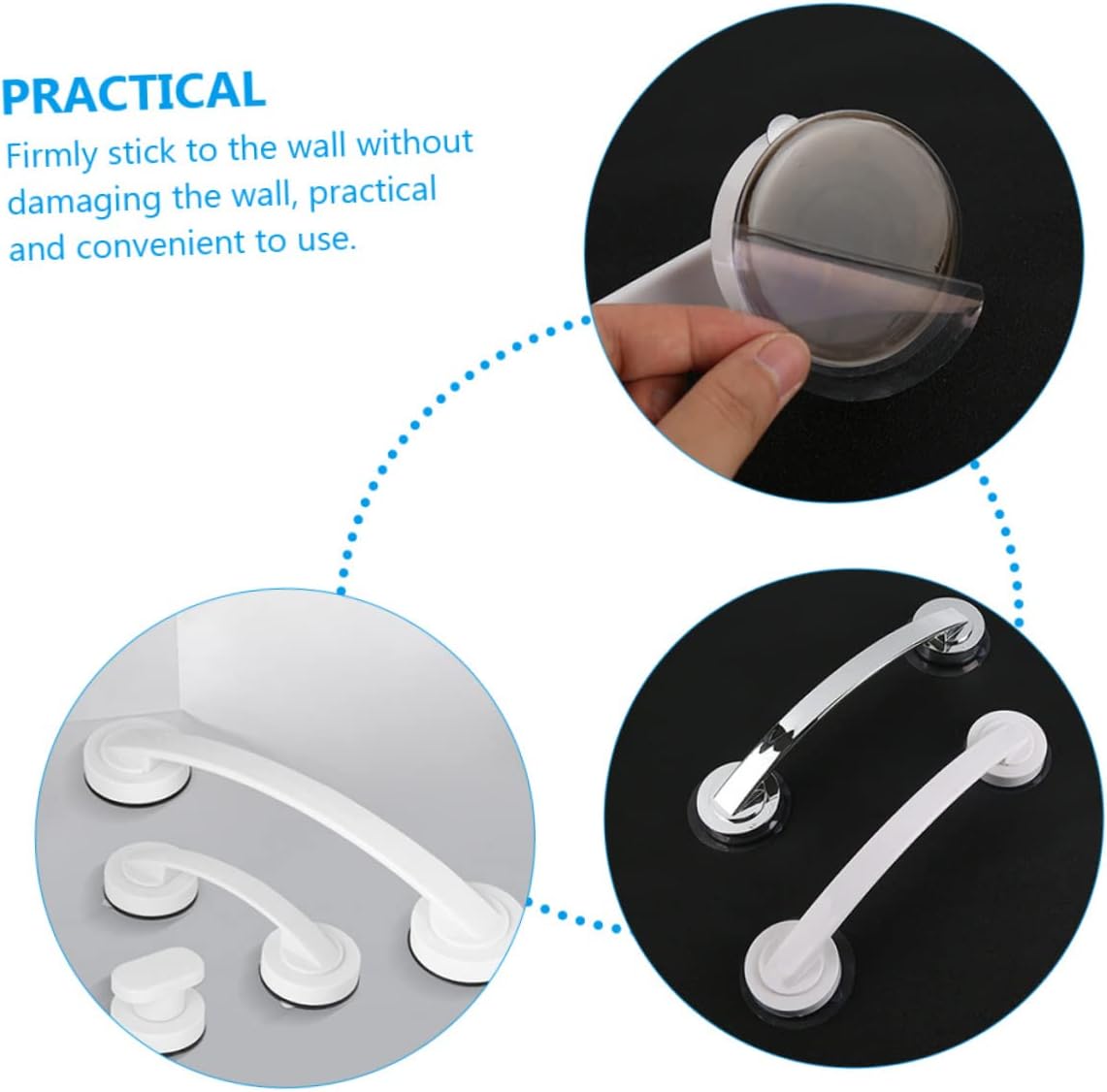FOMIYES Grab Bar with Strong Suction for Elderly No Drilling Required Bathroom Hand Rail for Balance Assistance for Showers and Bathtubs