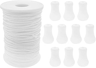 10 White Wood Clocks +55 Yards of Coiled Rope Blind Cord Blind String Repair Kit Roman Shade Kit for Aluminum Blind Window Shading Horticultural Plants and Crafts 1 Set