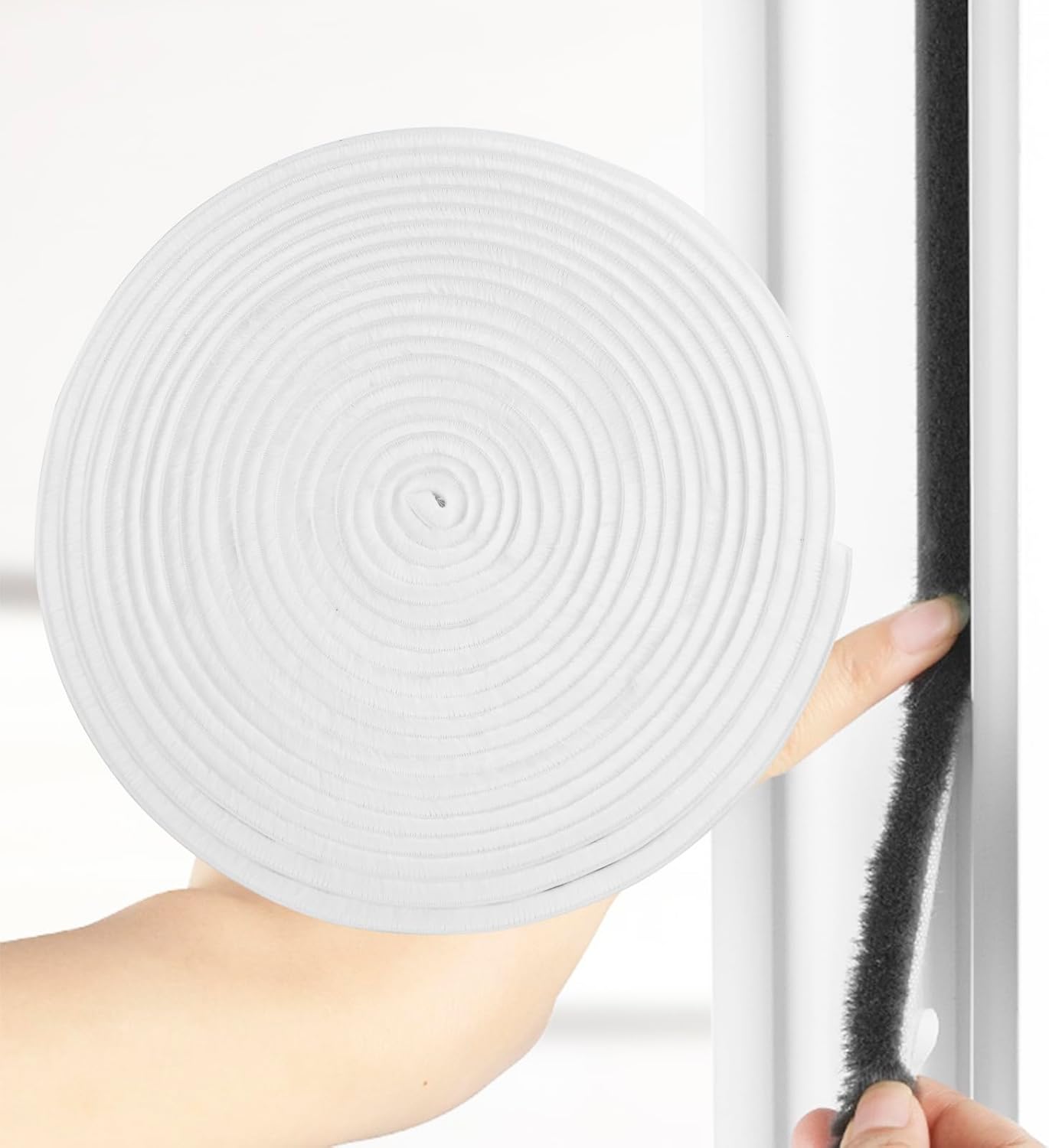 33 Ft Brush Weather Stripping Door Window Seal Strip, Self Adhesive Seal Strip Neat Pile Weatherstrip Draft Stoppers Soundproofing, Windproof, Dustproof, 11/32 x 11/32 inch Brush, Grey