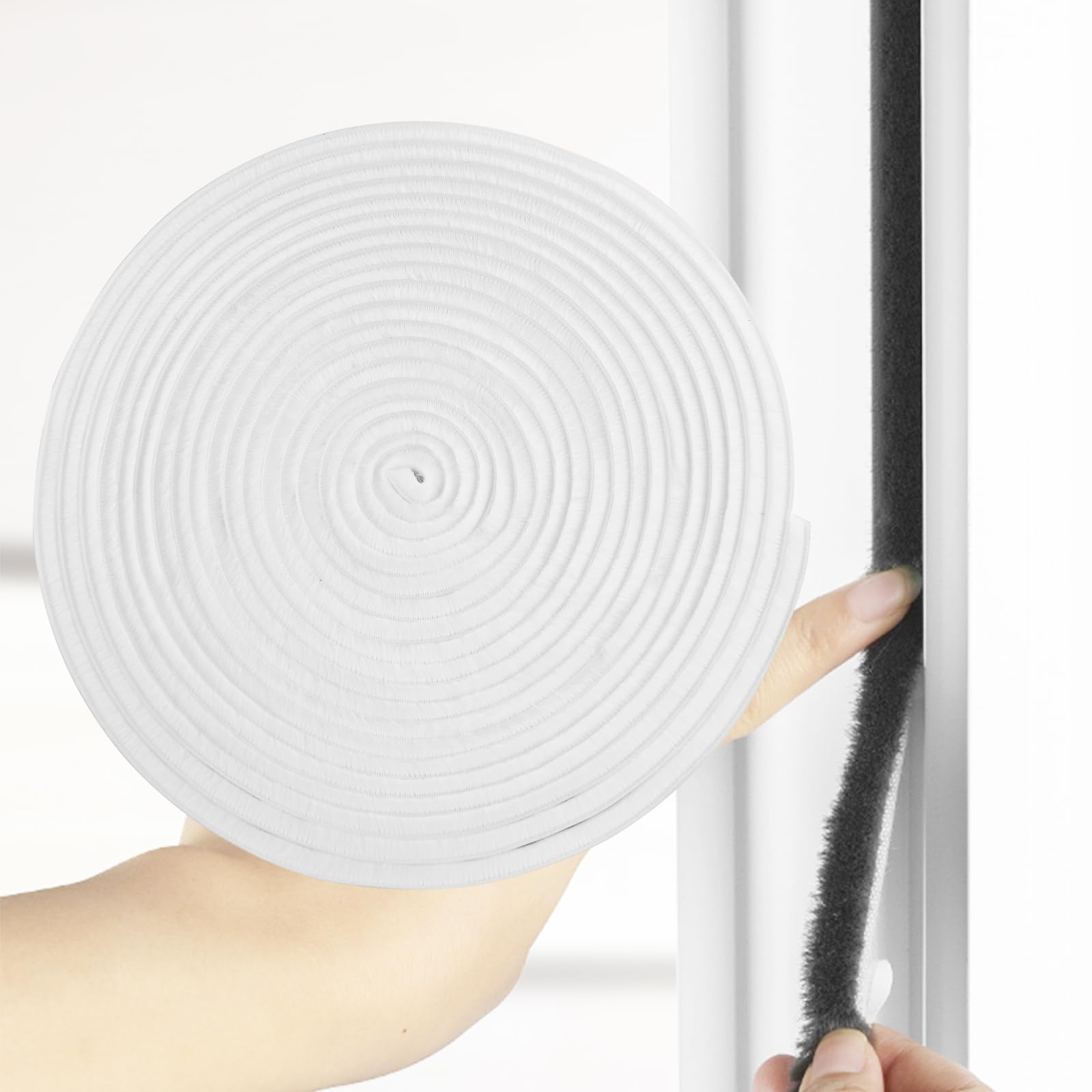 33 Ft White Felt Weather Stripping Brush, Door &amp; Window Seal Strip, Self-Adhesive, Soundproofing, Windproof, Dustproof, 11/32 x 9/16 inch, M9 Model