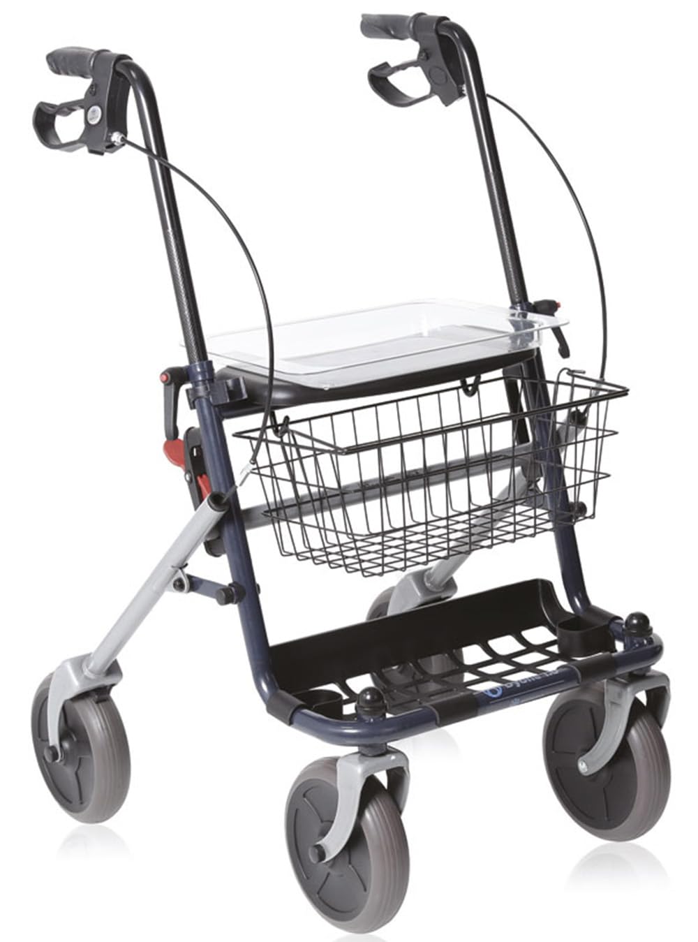 Andador Rollator para ancianos, 4 ruedas, marco de acero, con cesta y asiento