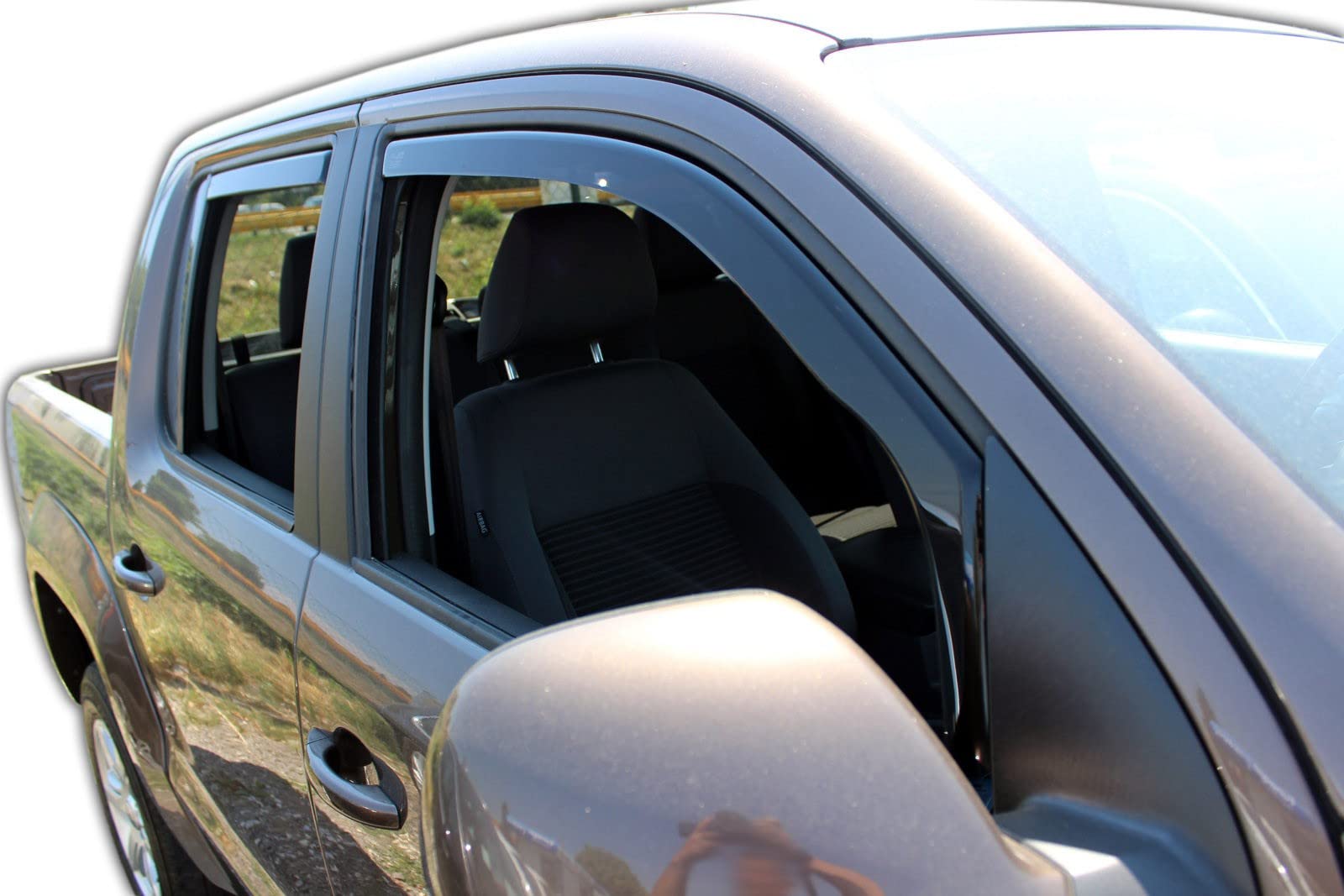 J&J AUTOMOTIVE Deflettori d'Aria per Volkswagen Amarok 4-Porte 2010-2016, Set da 4 Pezzi, Nero Fumé Oscurato Heko