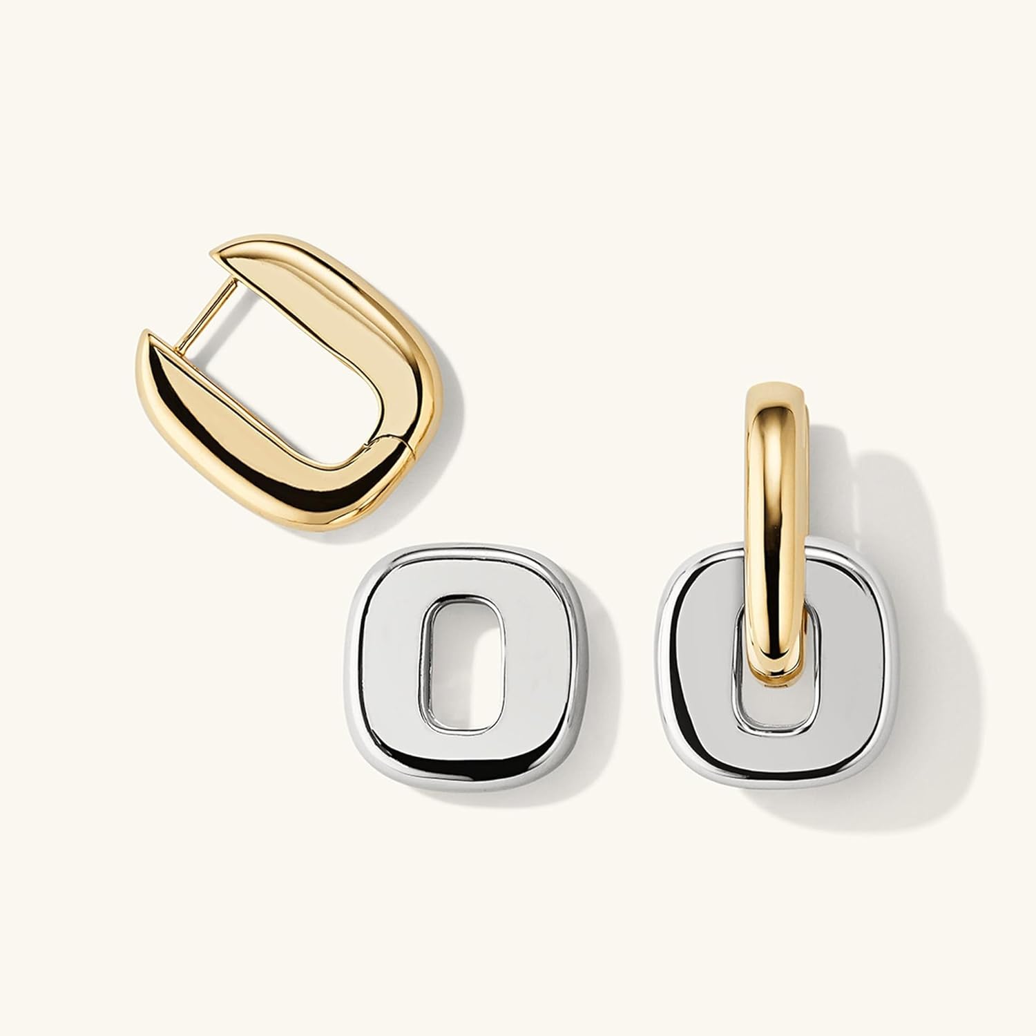 NOKMIT Chunky Hoop Earrings for Women, Trendy 14K Gold Silver Tone Bold Geometric Paperclip Link Earrings, High Polish Hypoallergenic Statement Jewelry Gifts - Image 4