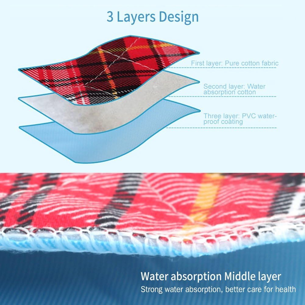 Almohadillas De Cama Para Incontinencia Impermeables Reutilizables, Protector De Colchón Antideslizante Para Almohadilla De Incontinencia Para Bebés Mayores Sábana Impermeable De 3 Capas,120*180CM