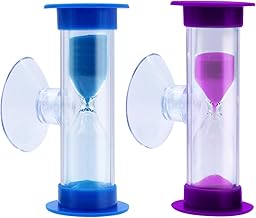 AIMEKE 2 Pièces Sablier Minuterie avec Ventouse, Sablier 3 Minutes et 2 Minutes Sablier Brossage Dents Enfant, Couleur Sablier Enfants, Horloge Gestion du Temps pour Jeux, Exercice, Etude