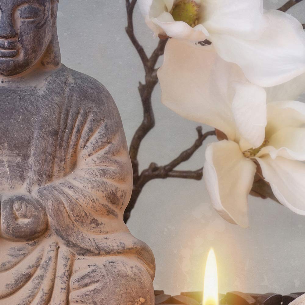 Feeby Obraz Dekoracyjny Iluzja 3d Okno 120x80 cm 1 cześciowy obraz scienny XXL Nowoczesna dekoracja do Salonu Kuchni Pokoju Budda Zen SPA Szary