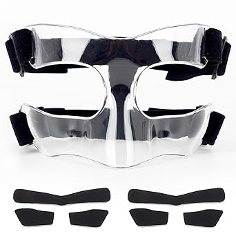 BK01C Nose Guard for Broken Nose, Sports Face Shield Masks with Padding, Adjustable, Breathable, and Clear for Adults and Teenagers, Suitable for Basketball, Soccer, and Other Sports