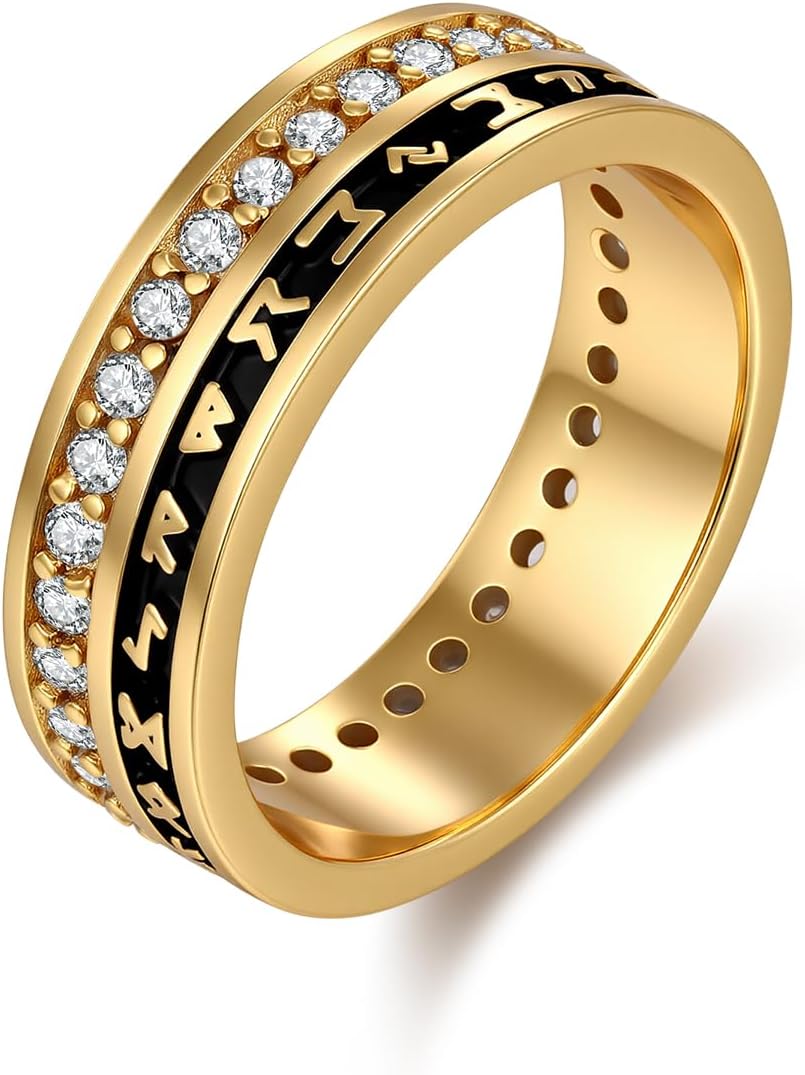 MEDWISE Viking Rune Ring 925 Sterling Silver Viking Wedding Bands Rings Jewelry Gifts for Men Women Christmas Gifts Size 10