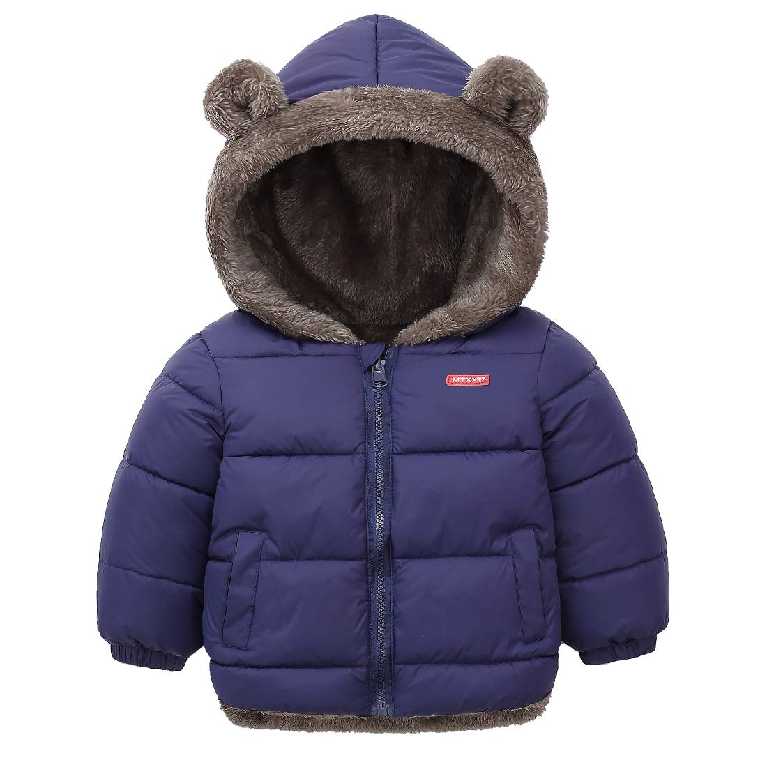 Happy Cherry Kids Down Jacket Winter Warm Hooded Zipper Packable Windproof Down Coat 3-9T