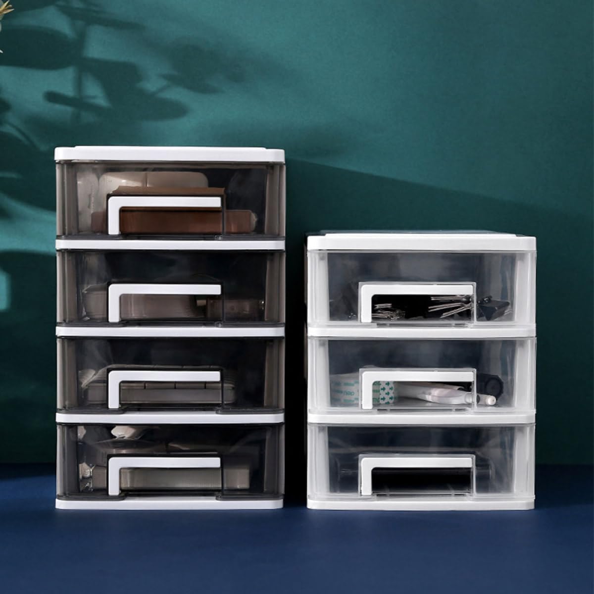 Five-layer Plastic Storage Cabinet with Drawers White Frame Multi-layer Storage Box for Desk Organization Portable Drawer Unit for Home and Office Use