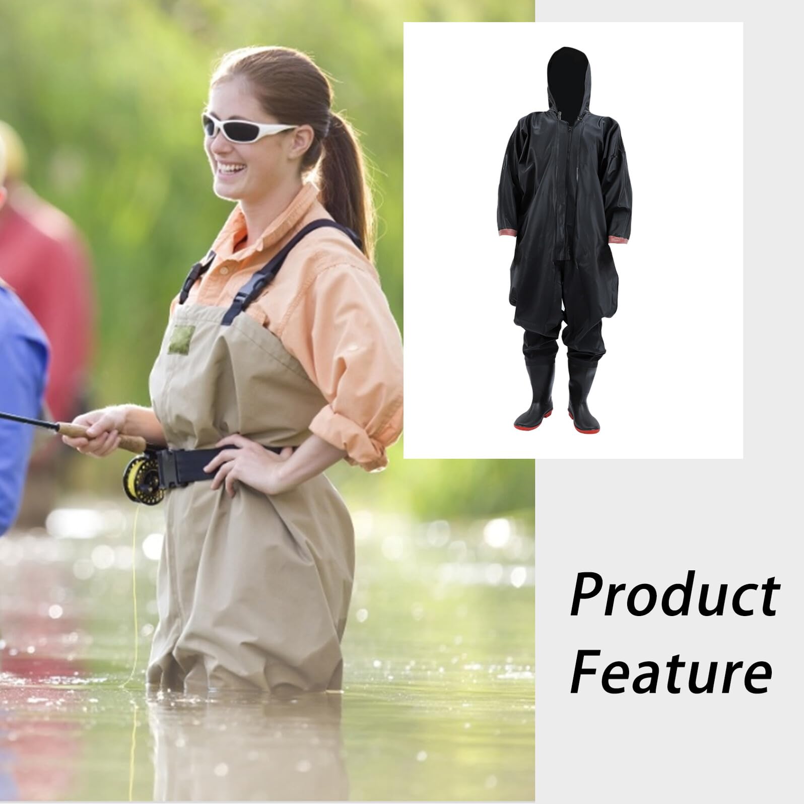 Pantalones de Pesca Impermeables de Cuerpo Entero para Hombre y Mujer Costuras Selladas y Diseño Plegable, Ideales para Jornadas de Vadeo y Pesca