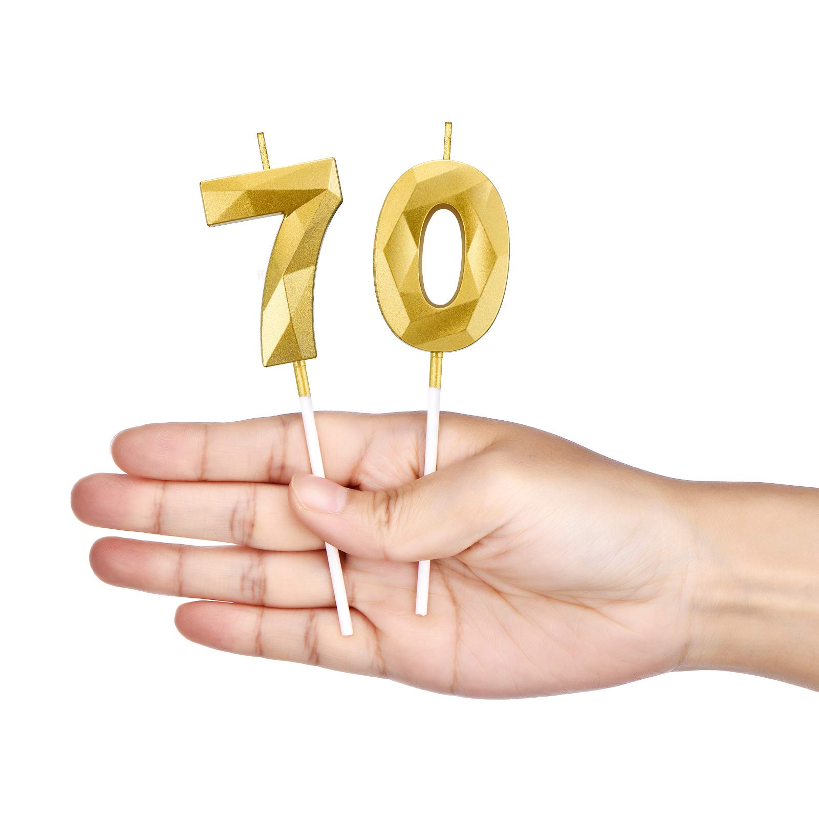 Candele dorate per 70° compleanno, 3D oro numero 70 candela | FindTheDeal