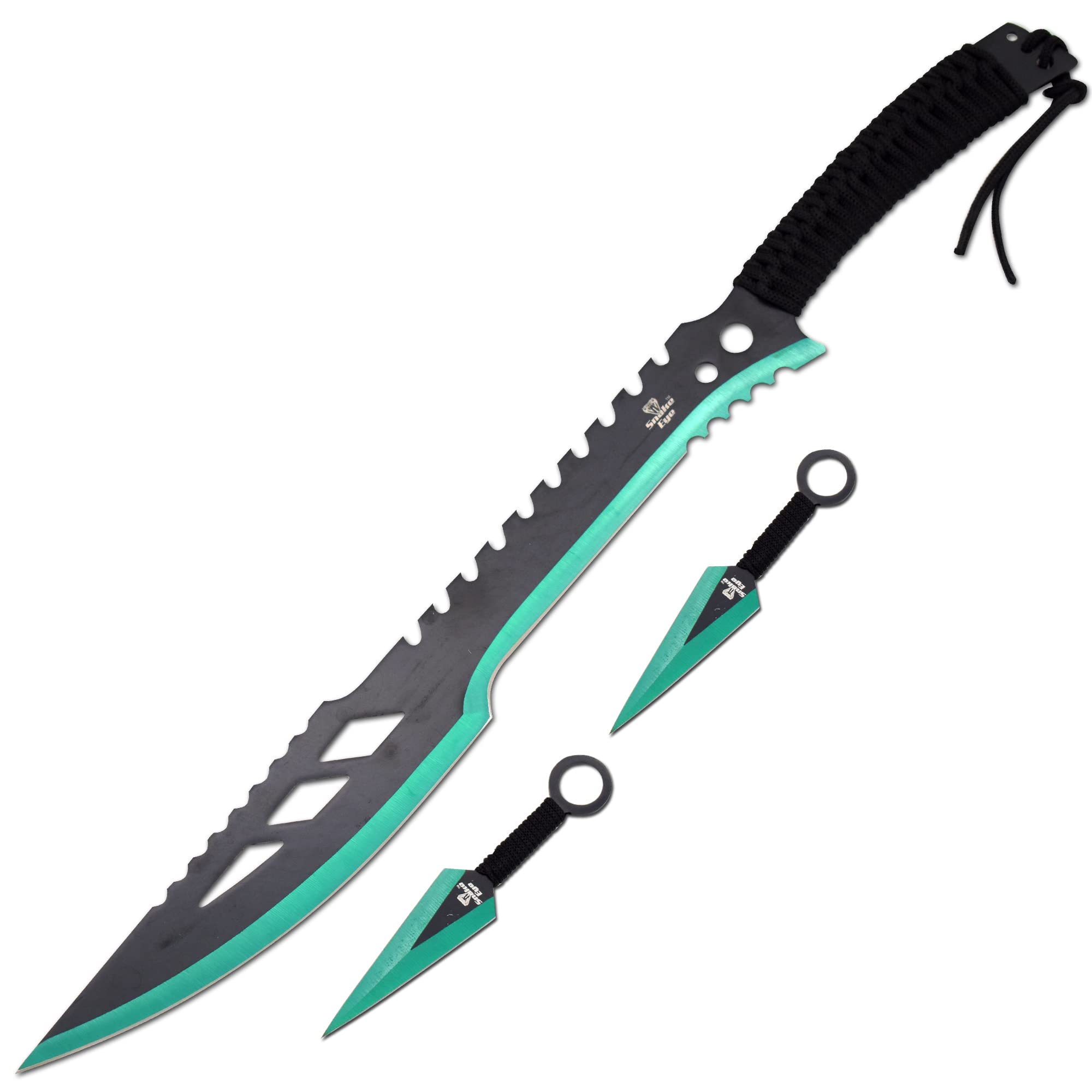 Snake Eye Tactical Ninja Fantasy Sword and Kunai Throwing-Knife Set Includes Nylon Sheath