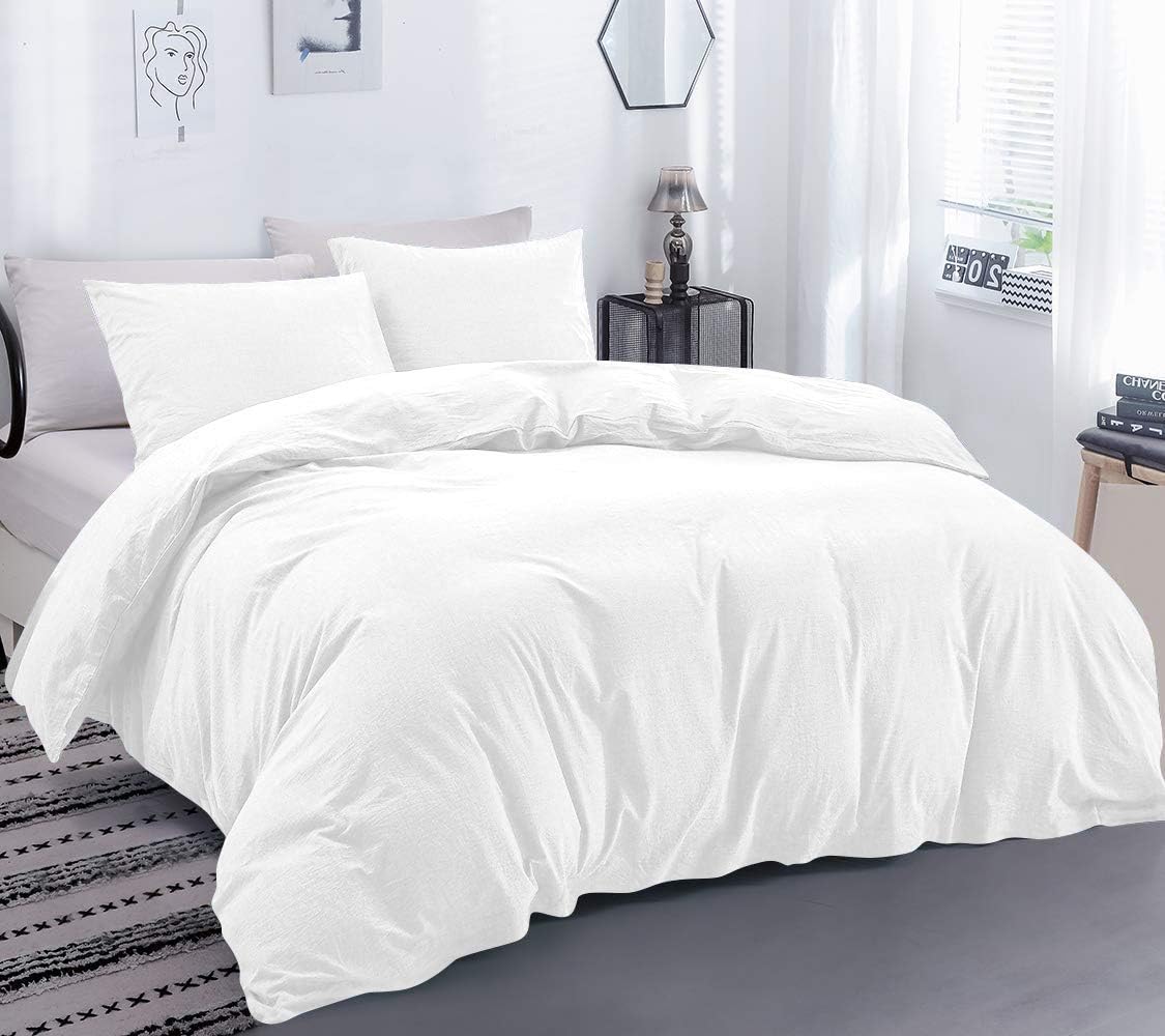 Eastern King Size (118" x 110") Inch, Duvet Cover Egyptian Cotton 800TC Ultra Soft and Breathable - White Solid, 1Pcs Duvet Cover Only with Zipper Closure & Corner Ties