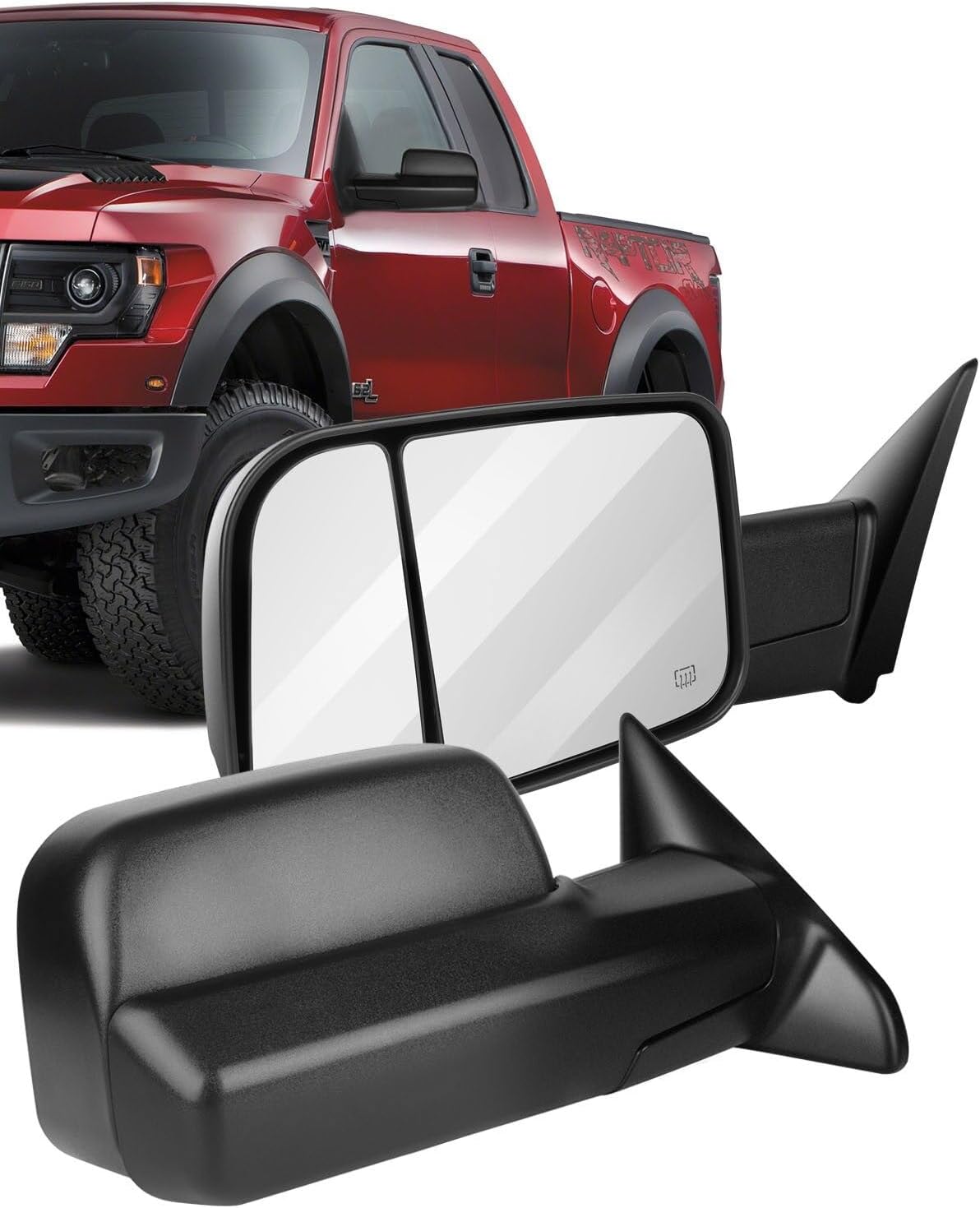 ECCPP Towing Mirrors for 2011-2015 for Ram 1500 2500 3500 2009-2010 for Dodge for Ram 1500 Black power heated Side View Pair Mirrors