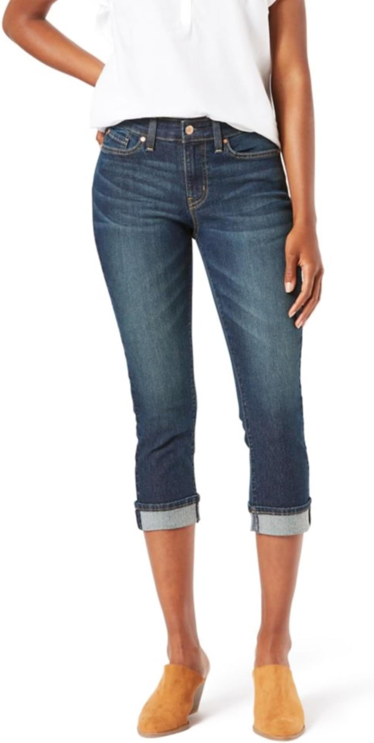 Women's Mid-Rise Slim Fit Capris (Standard and Plus)