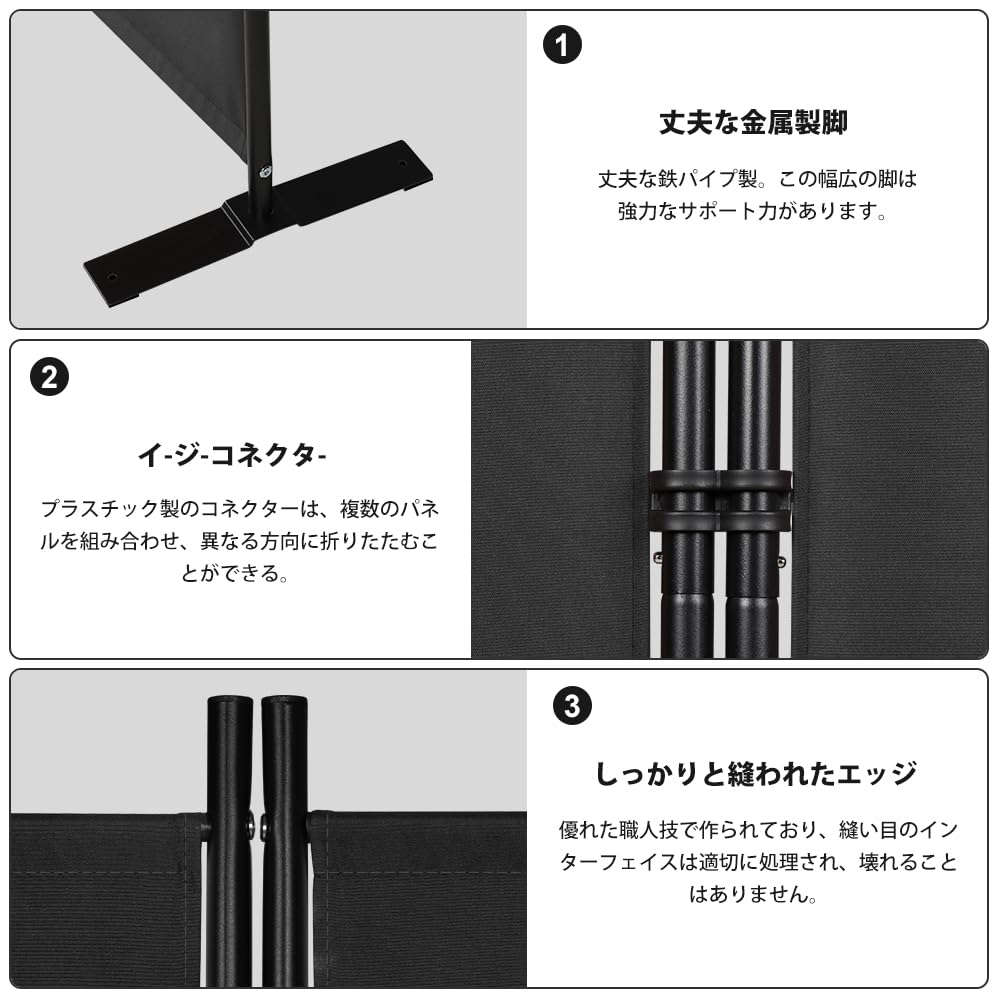 Amazon｜Kokorona パーテーション 間仕切り 4連 カバーストリップ付き