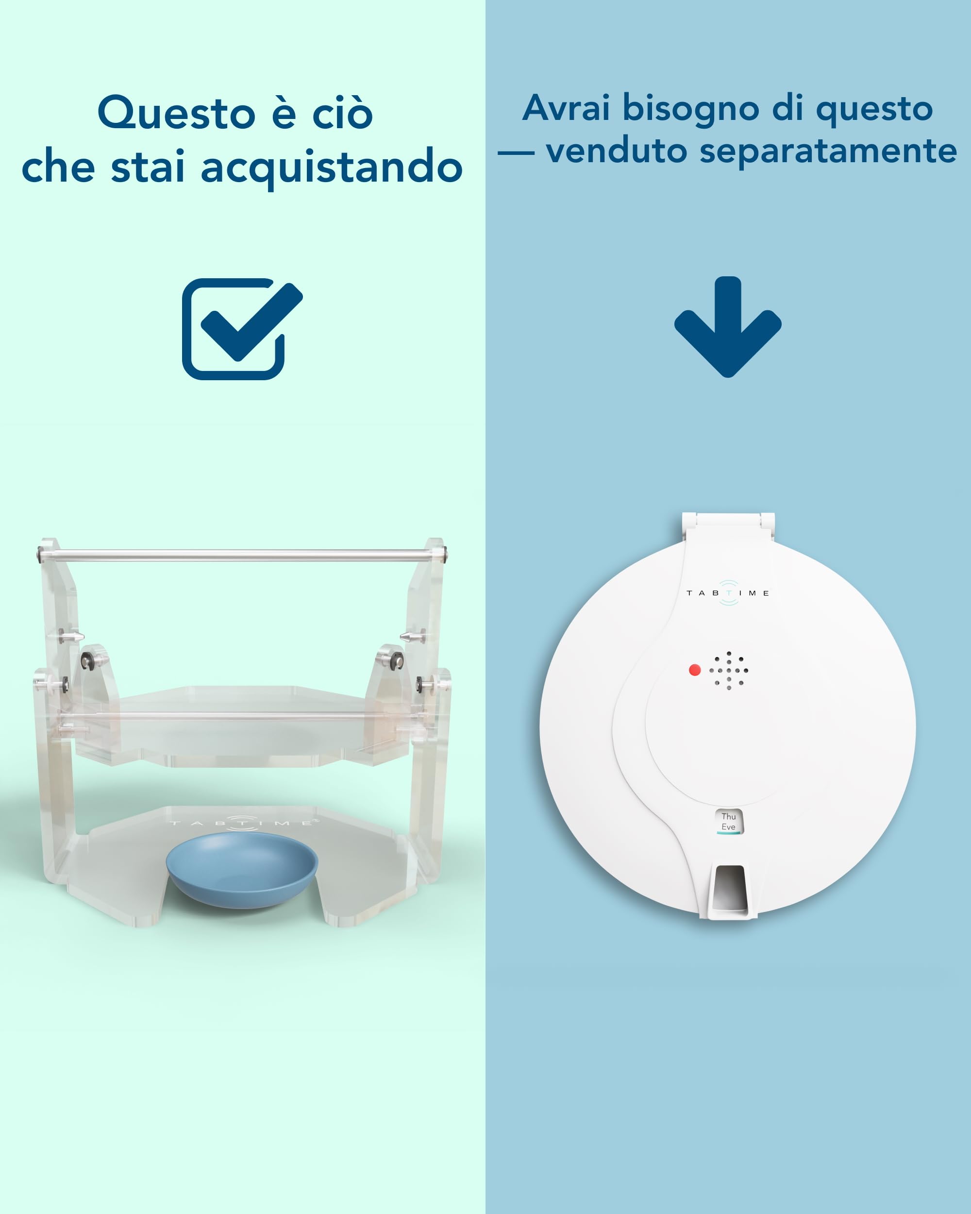 Sistema basculante per distributore automatico TabTime – Semplifica l'erogazione dei farmaci – Distributore per pillole venduto separatamente (Blu)
