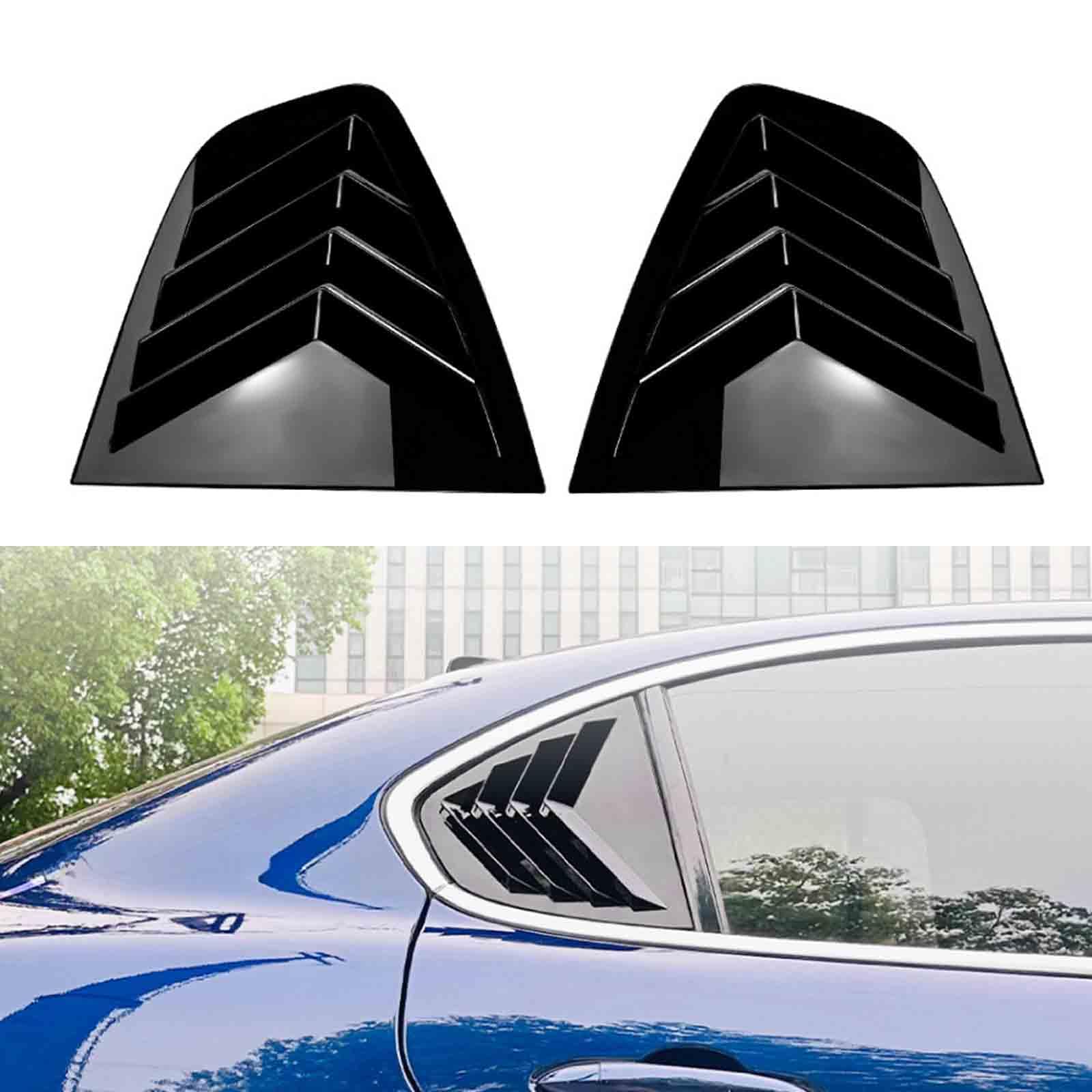 YPFYBHD Rear Window Louver Shutter, Compatible with Alfa Romeo Giulia 2015+, 2Pcs Triangle Blinds, Side Vent Panel Decoration Cover,Black